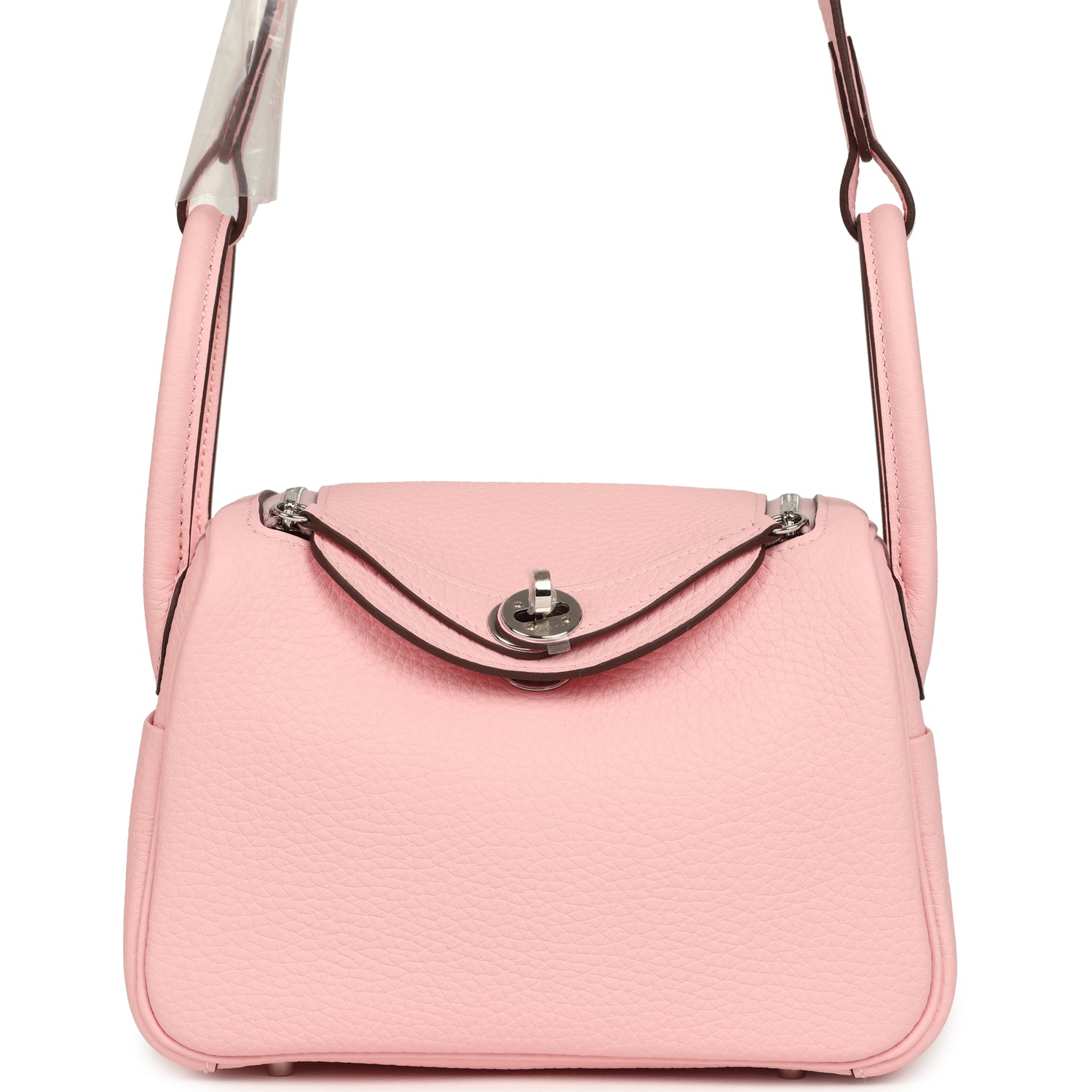 Hermes Mini Lindy II Rose Sakura Verso Clemence Palladium Hardware