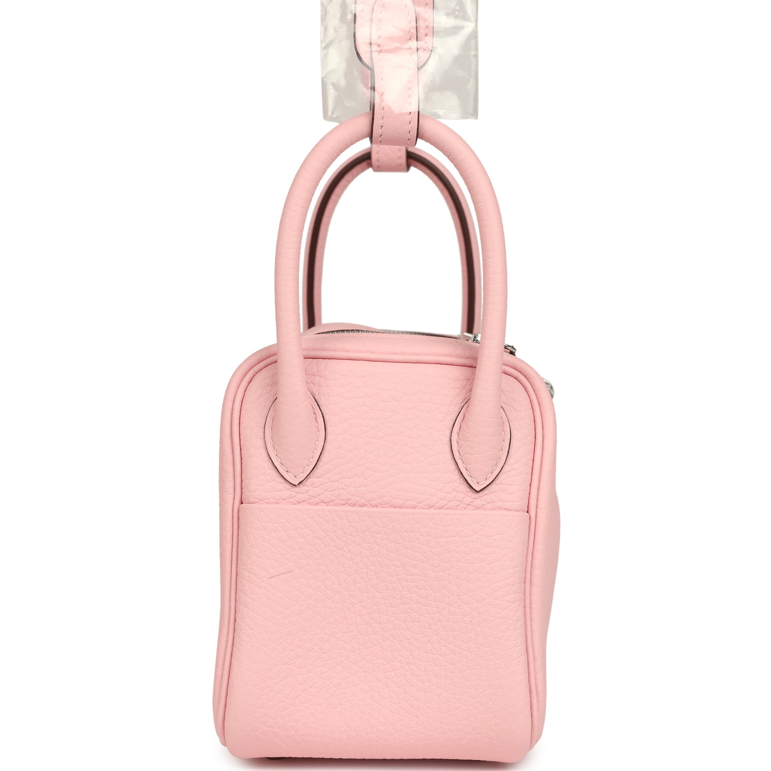 Hermes Mini Lindy II Rose Sakura Verso Clemence Palladium Hardware