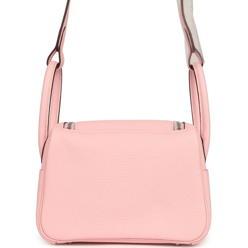 Hermes Mini Lindy II Rose Sakura Verso Clemence Palladium Hardware