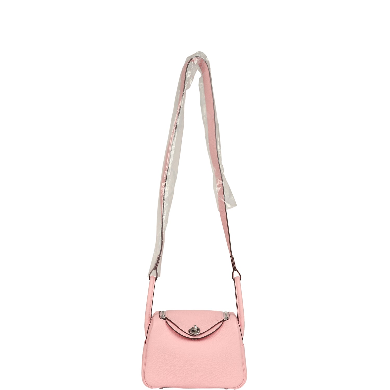 Hermes Mini Lindy II Rose Sakura Verso Clemence Palladium Hardware