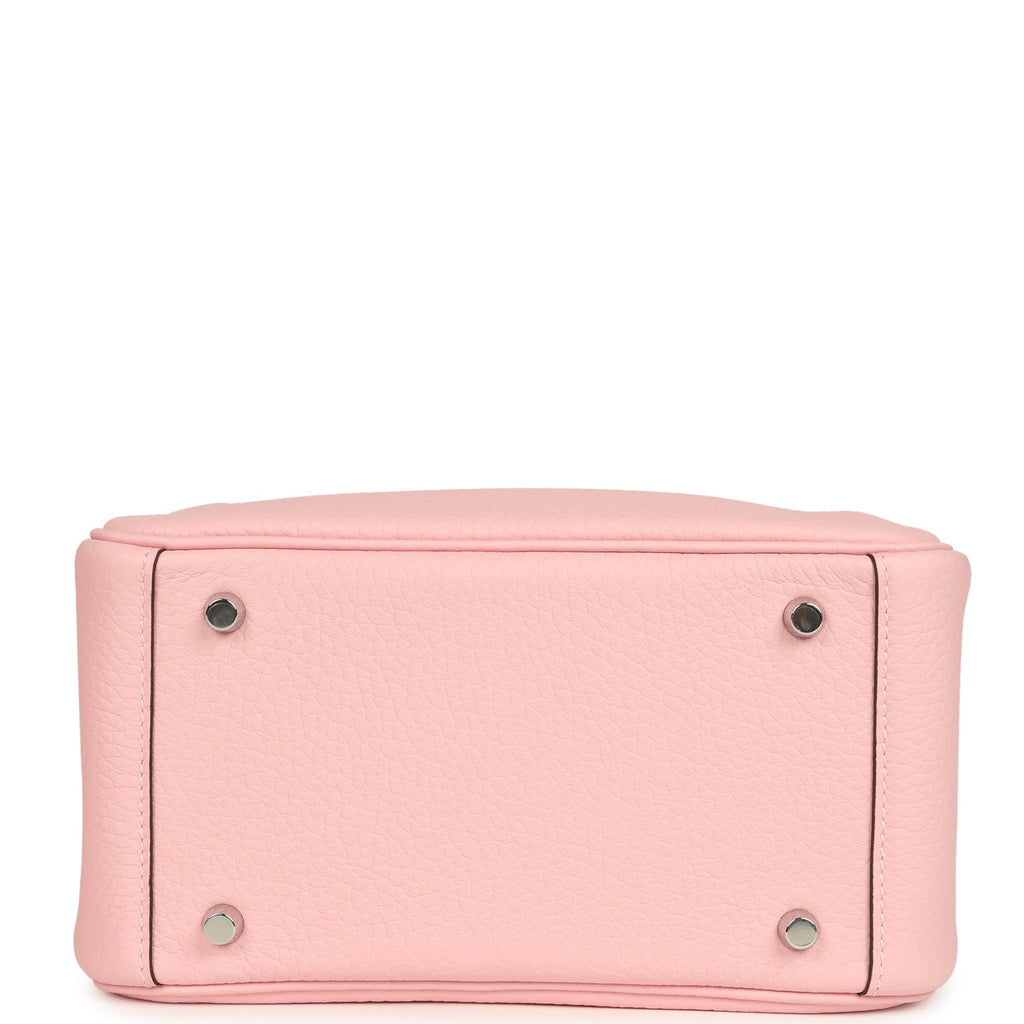 Hermes Mini Lindy II Rose Sakura Verso Clemence Palladium Hardware