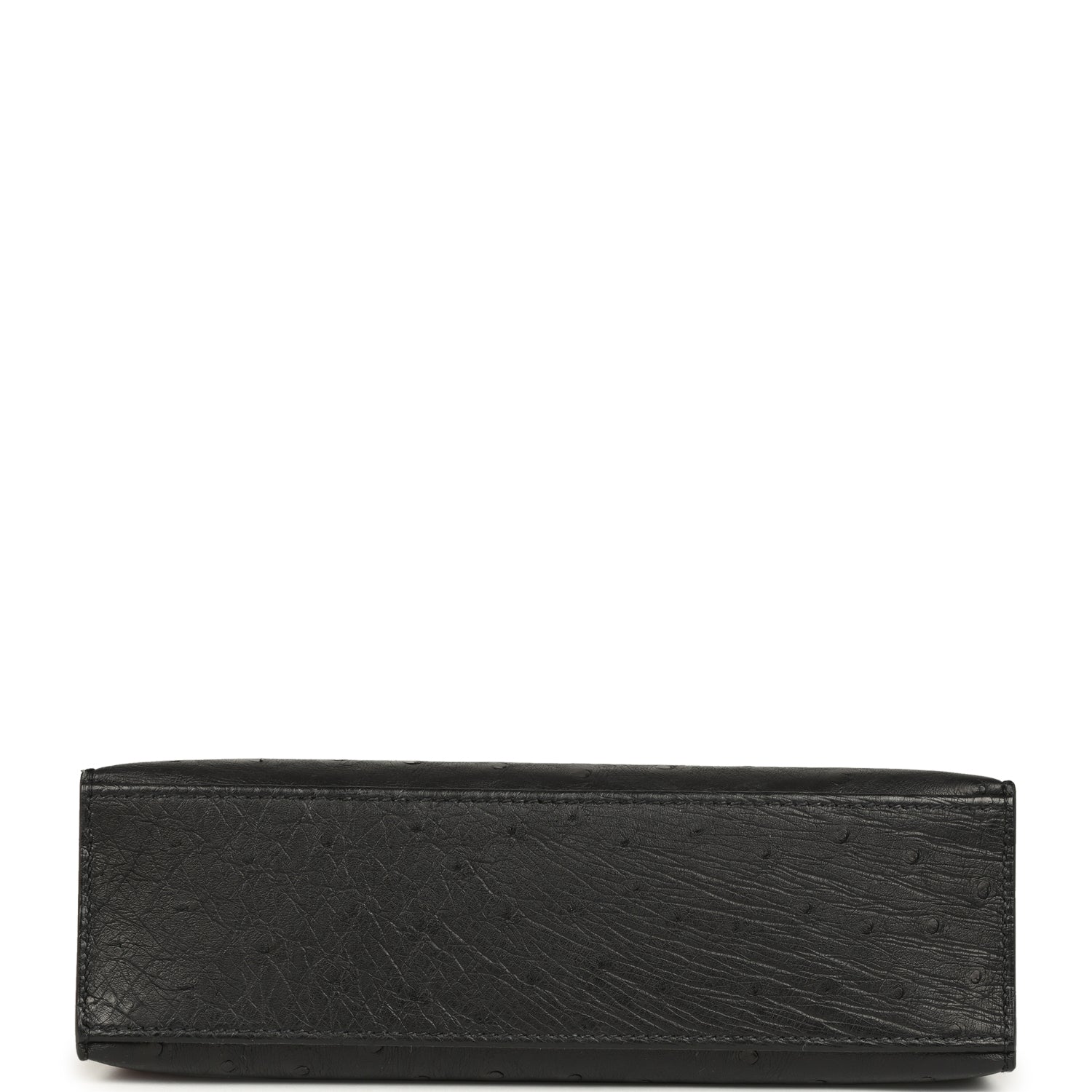 Hermes Kelly Pochette Black Ostrich Palladium Hardware