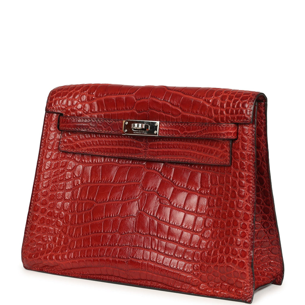 Vintage Hermes Kelly Danse Rouge H Matte Alligator Palladium Hardware