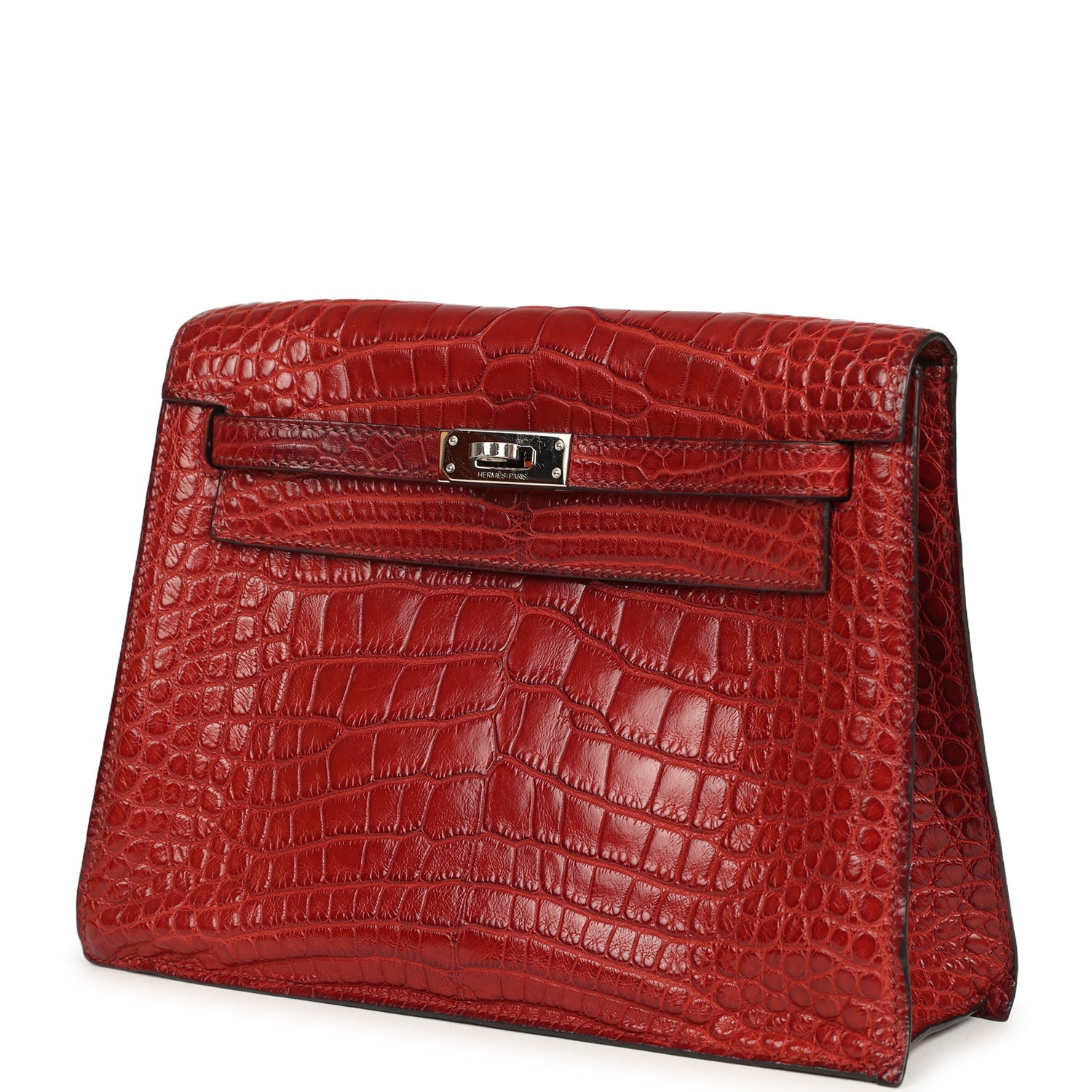 Vintage Hermes Kelly Danse Rouge H Matte Alligator Palladium Hardware