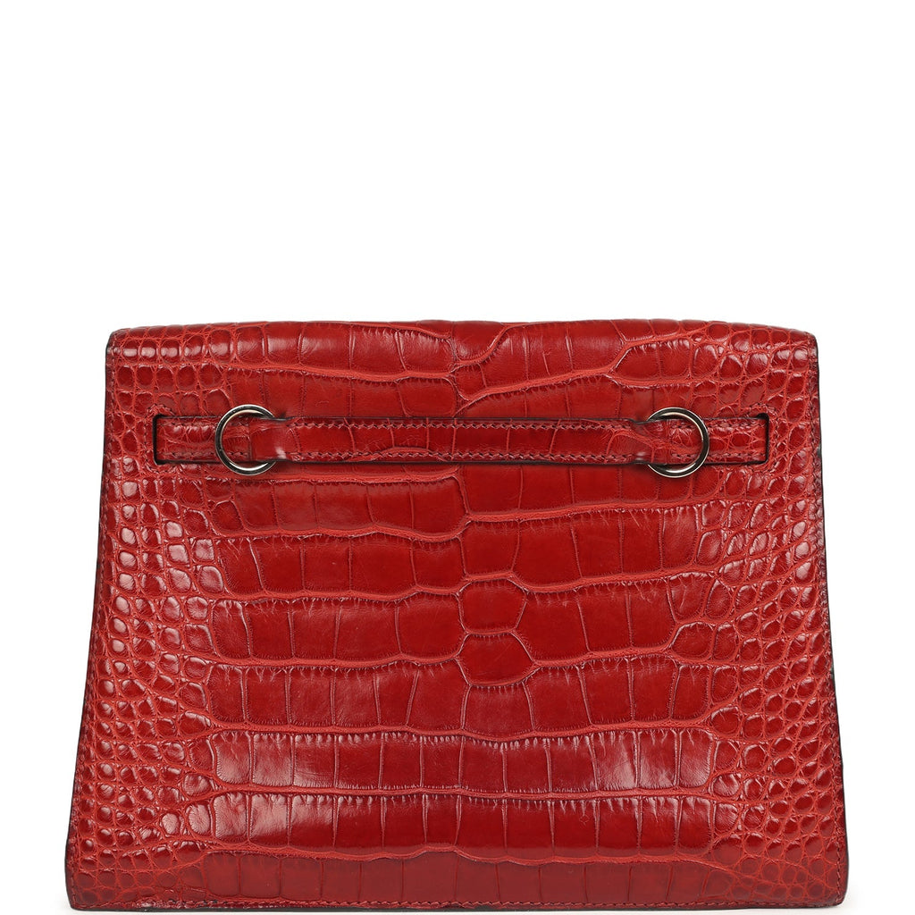 Vintage Hermes Kelly Danse Rouge H Matte Alligator Palladium Hardware