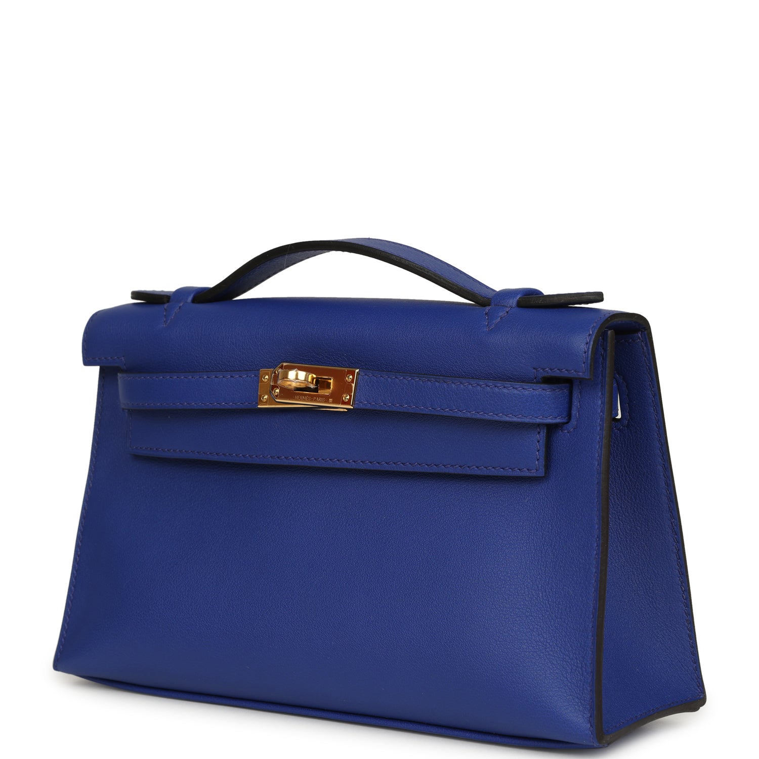 Hermes Kelly Pochette Bleu Electric Swift Gold Hardware