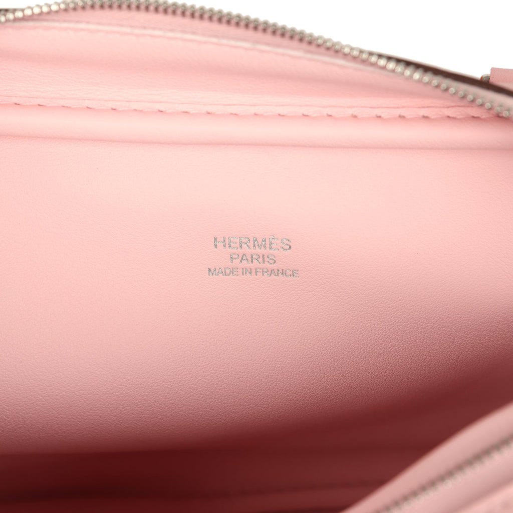 Hermes Mini Plume 21 Bag Rose Sakura Swift Palladium Hardware