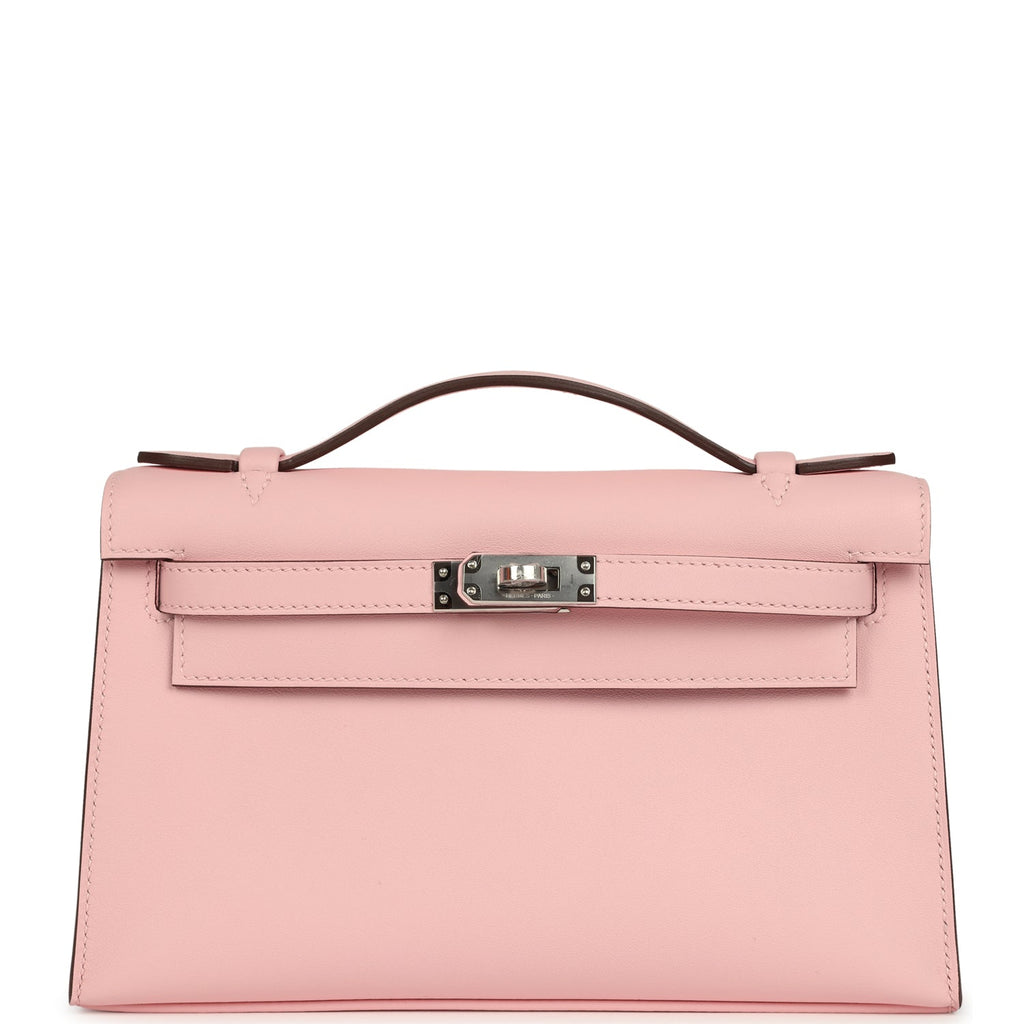 Hermes Kelly Pochette Rose Sakura Swift Palladium Hardware