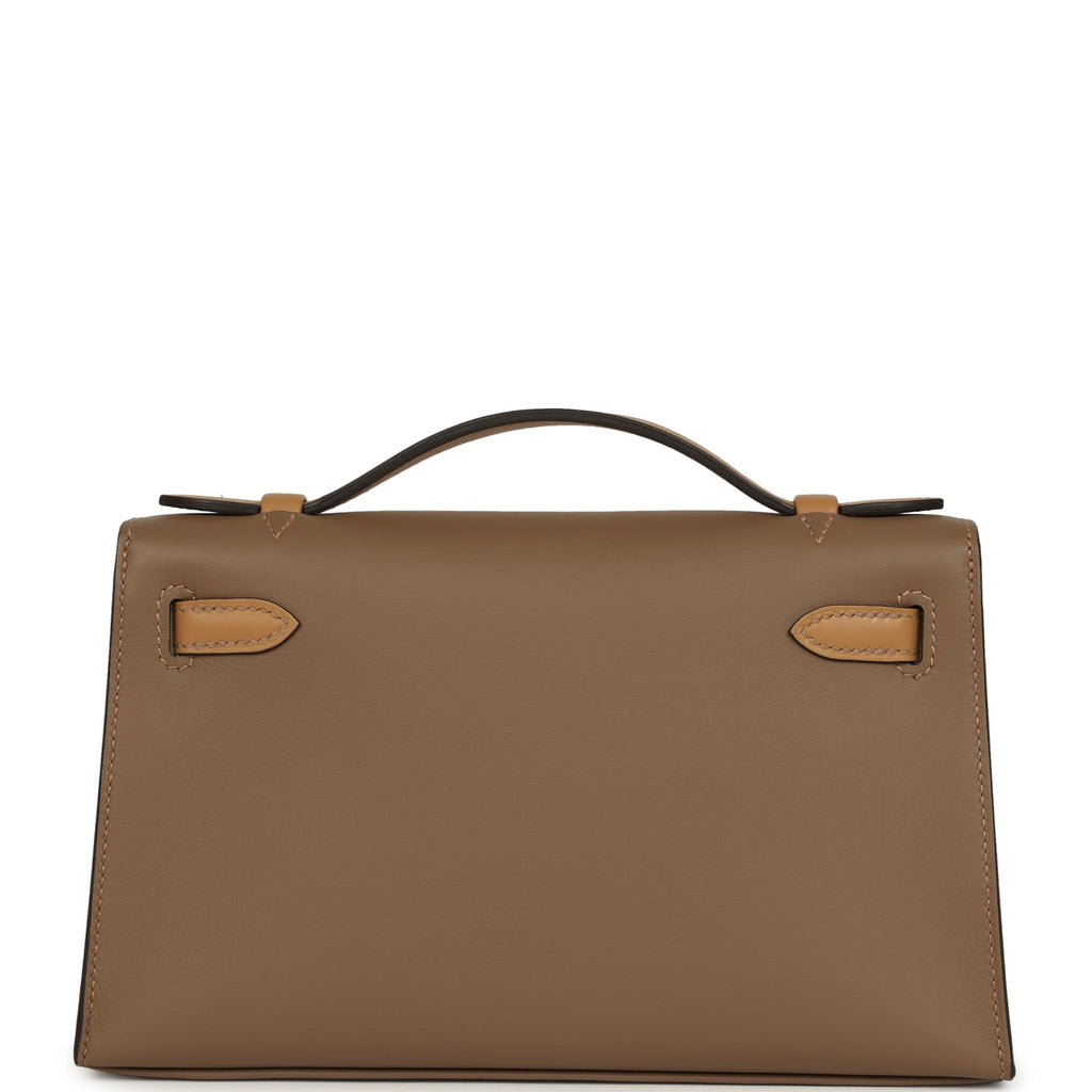 Hermes Special Order (HSS) Kelly Pochette Beige De Weimar and Biscuit Swift Permabrass Hardware