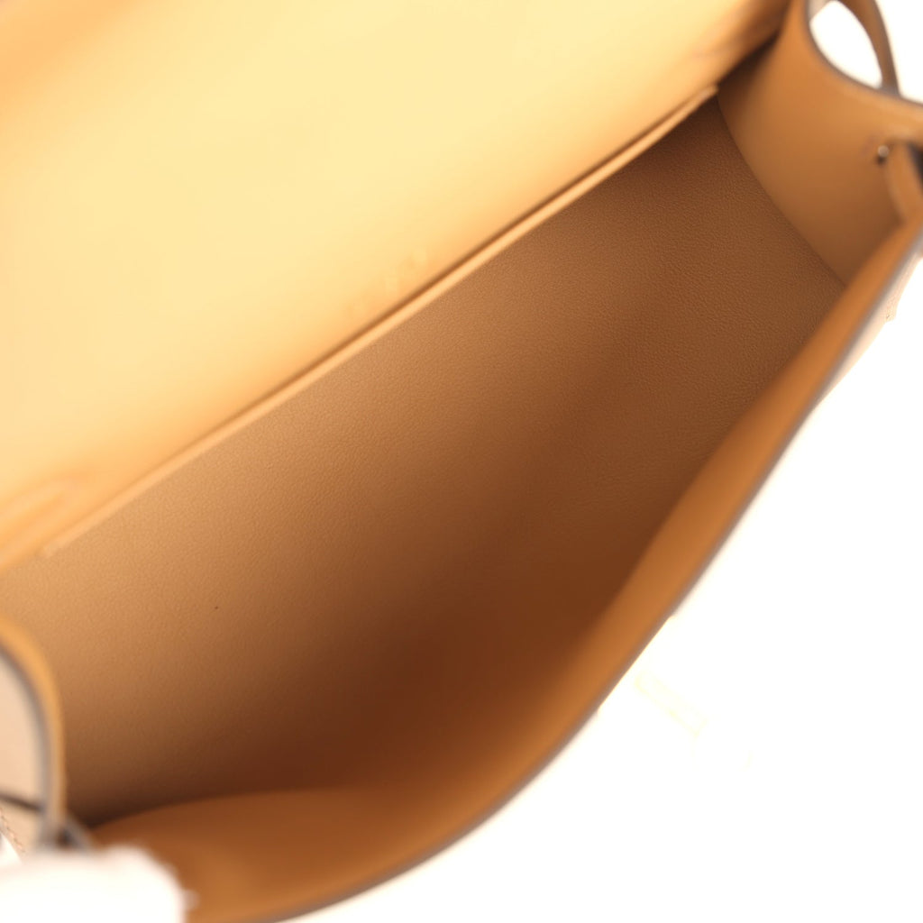 Hermes Special Order (HSS) Kelly Pochette Beige De Weimar and Biscuit Swift Permabrass Hardware