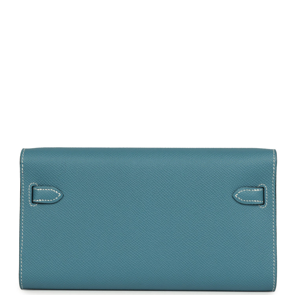 Hermes Kelly Wallet To Go Blue Jean Epsom Gold Hardware