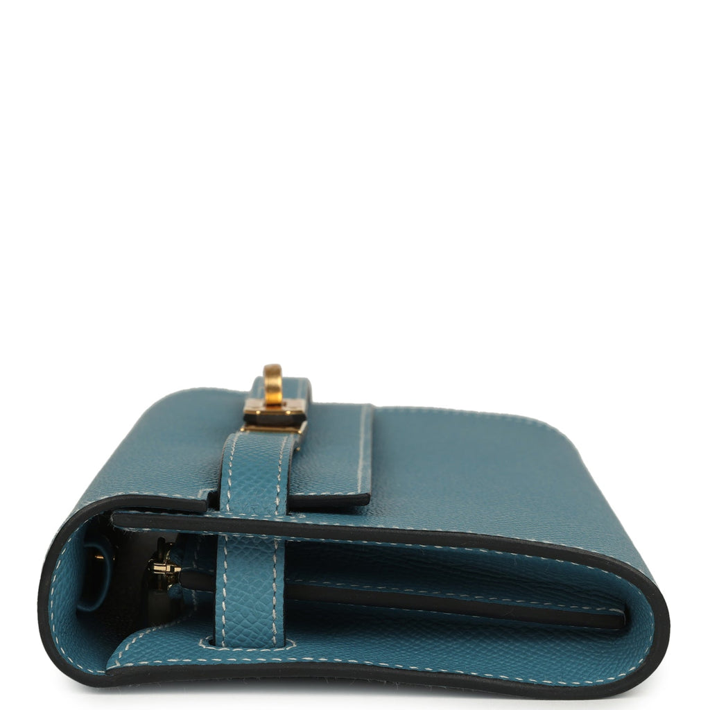 Hermes Kelly Wallet To Go Blue Jean Epsom Gold Hardware