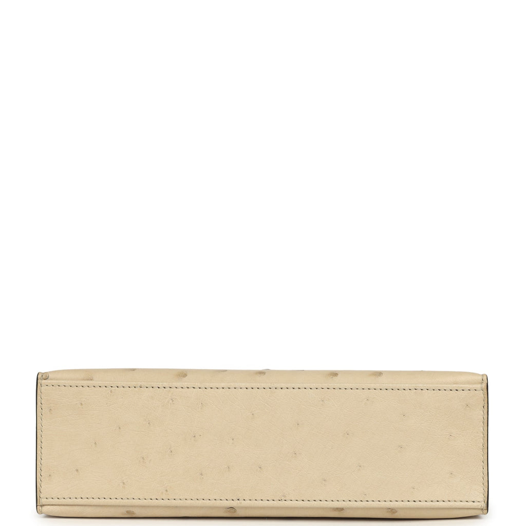Hermes Kelly Pochette Parchemin Ostrich Palladium Hardware