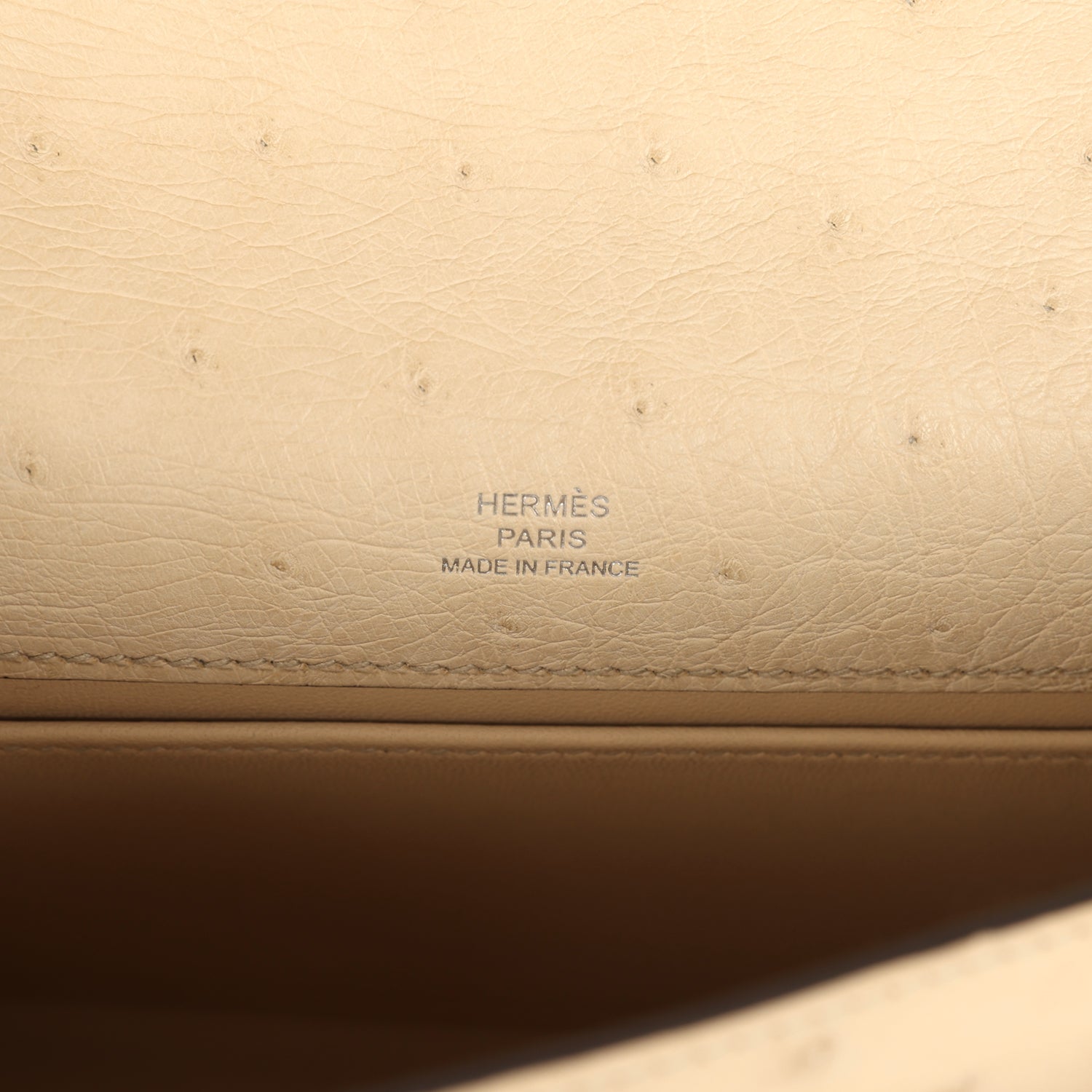 Hermes Kelly Pochette Parchemin Ostrich Palladium Hardware