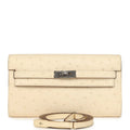 Hermes Kelly Wallet To Go Gris Nata Ostrich Palladium Hardware