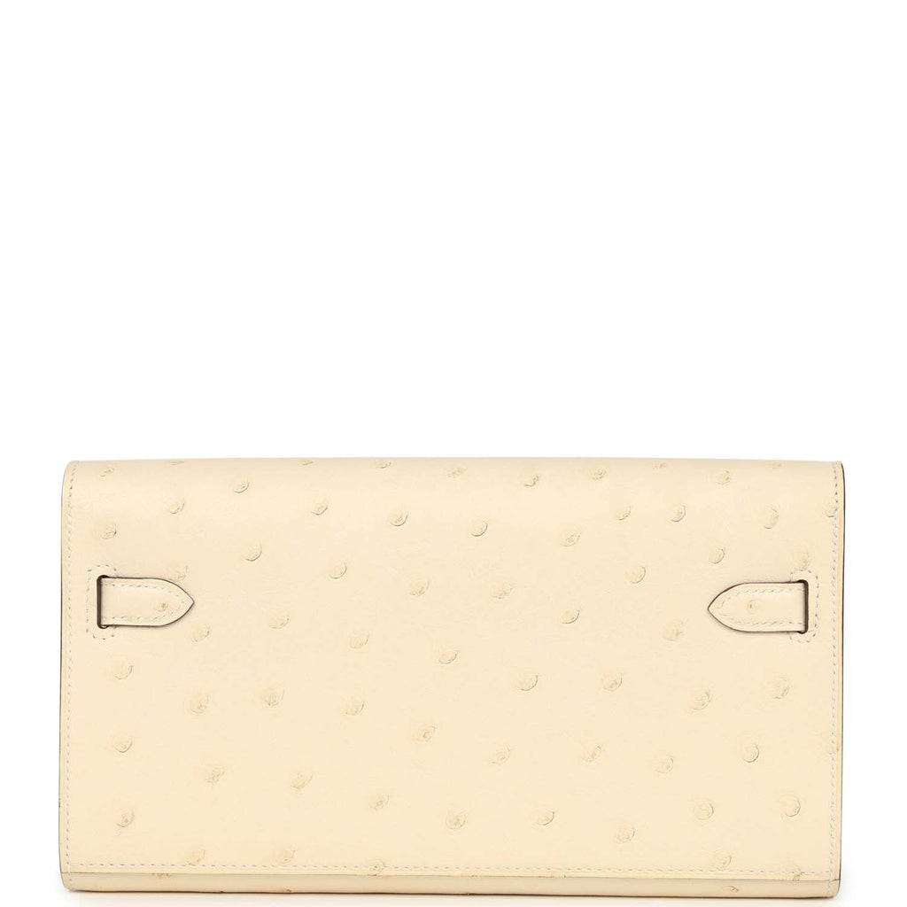 Hermes Kelly Wallet To Go Gris Nata Ostrich Palladium Hardware