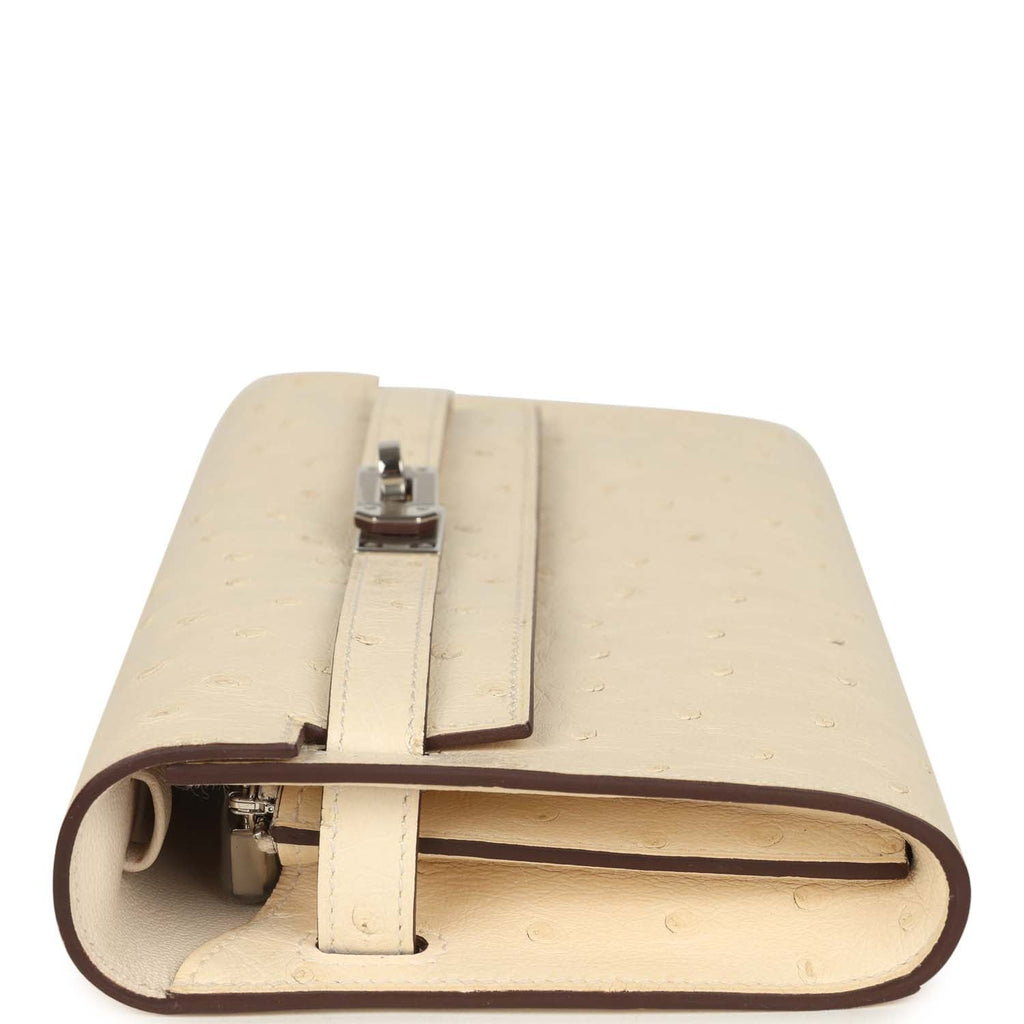 Hermes Kelly Wallet To Go Gris Nata Ostrich Palladium Hardware