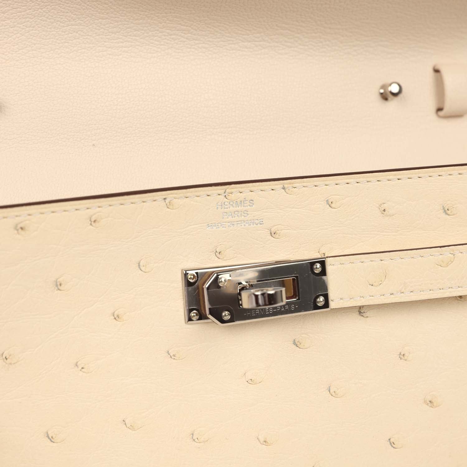 Hermes Kelly Wallet To Go Gris Nata Ostrich Palladium Hardware