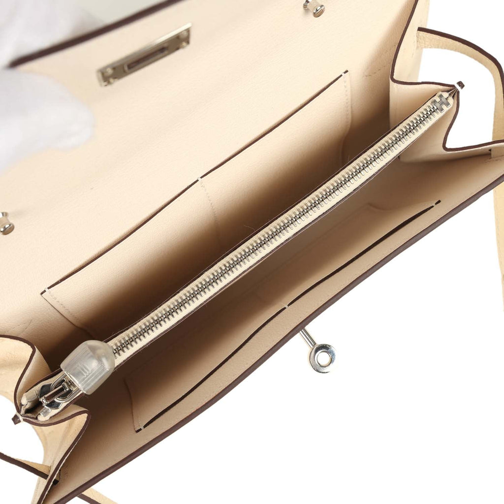 Hermes Kelly Wallet To Go Gris Nata Ostrich Palladium Hardware