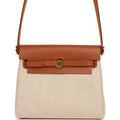 Hermes Herbag Zip 20 Mini Ecru and Beige Toile H Canvas and Fauve Vache Hunter Gold Hardware