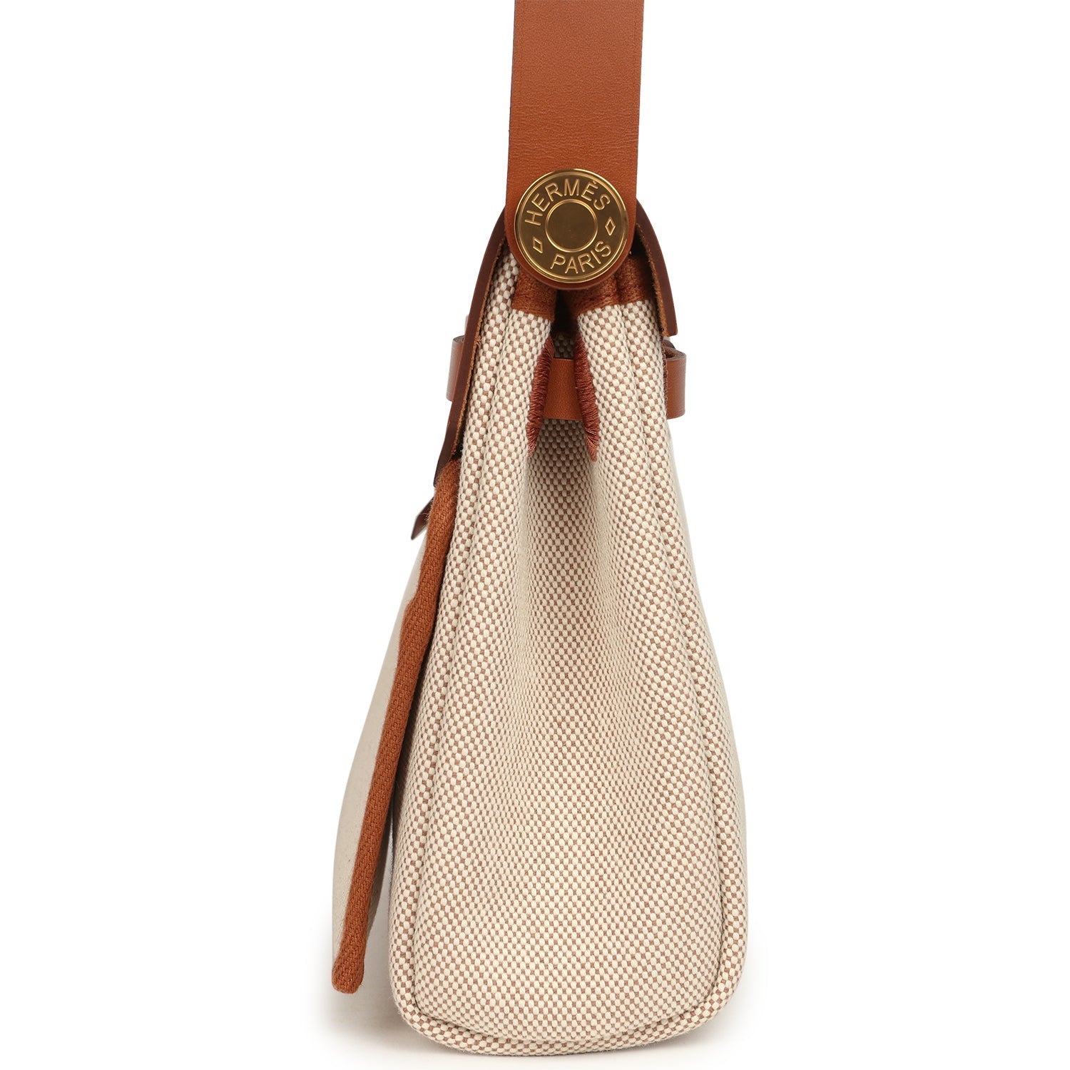 Hermes Herbag Zip 20 Mini Ecru and Beige Toile H Canvas and Fauve Vache Hunter Gold Hardware