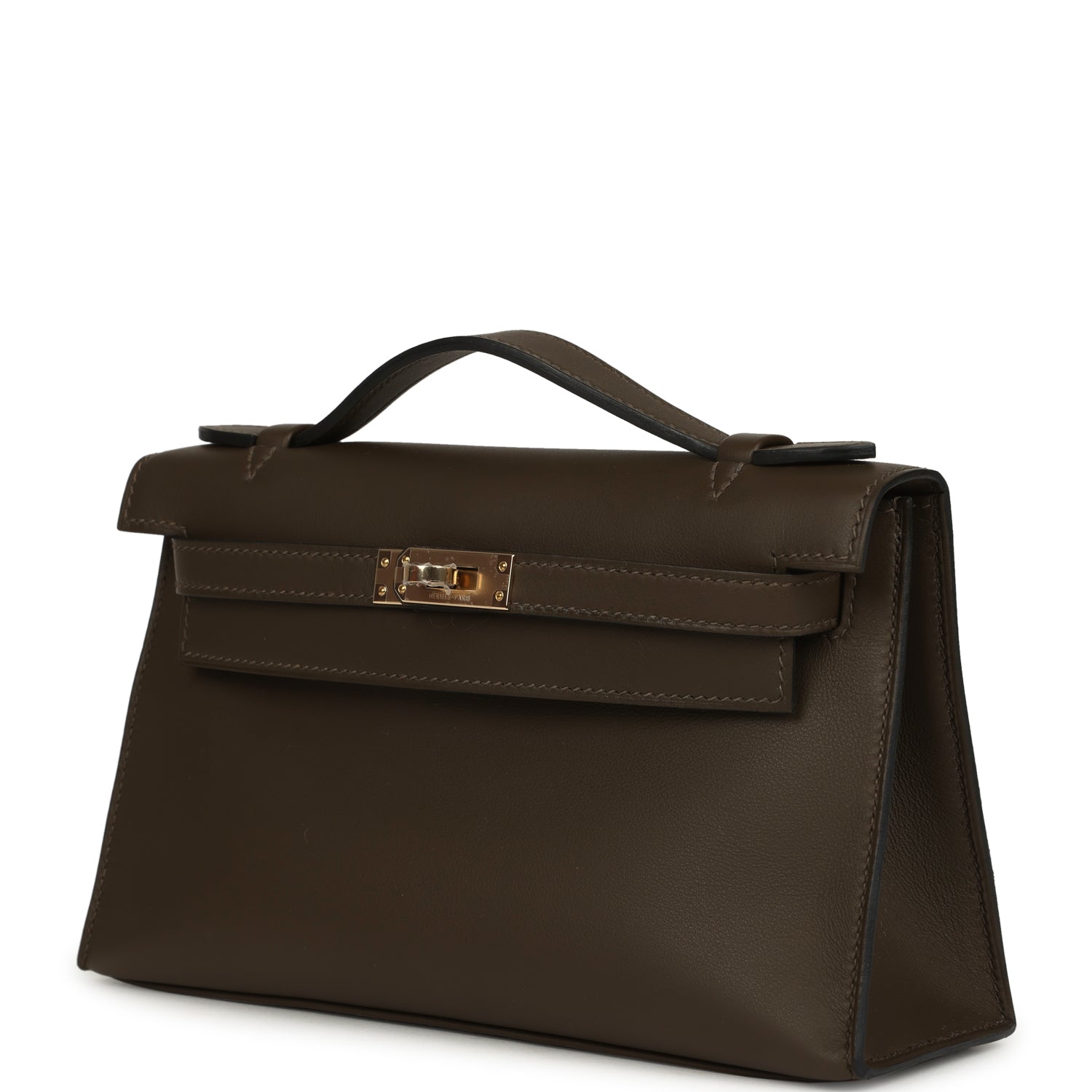 Hermes Kelly Pochette Vert Loden Swift Permabrass Hardware
