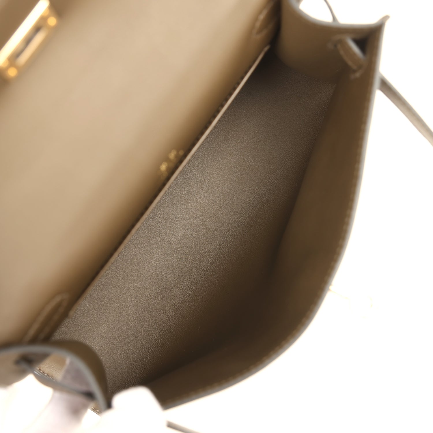 Hermes Kelly Pochette Vert Loden Swift Permabrass Hardware