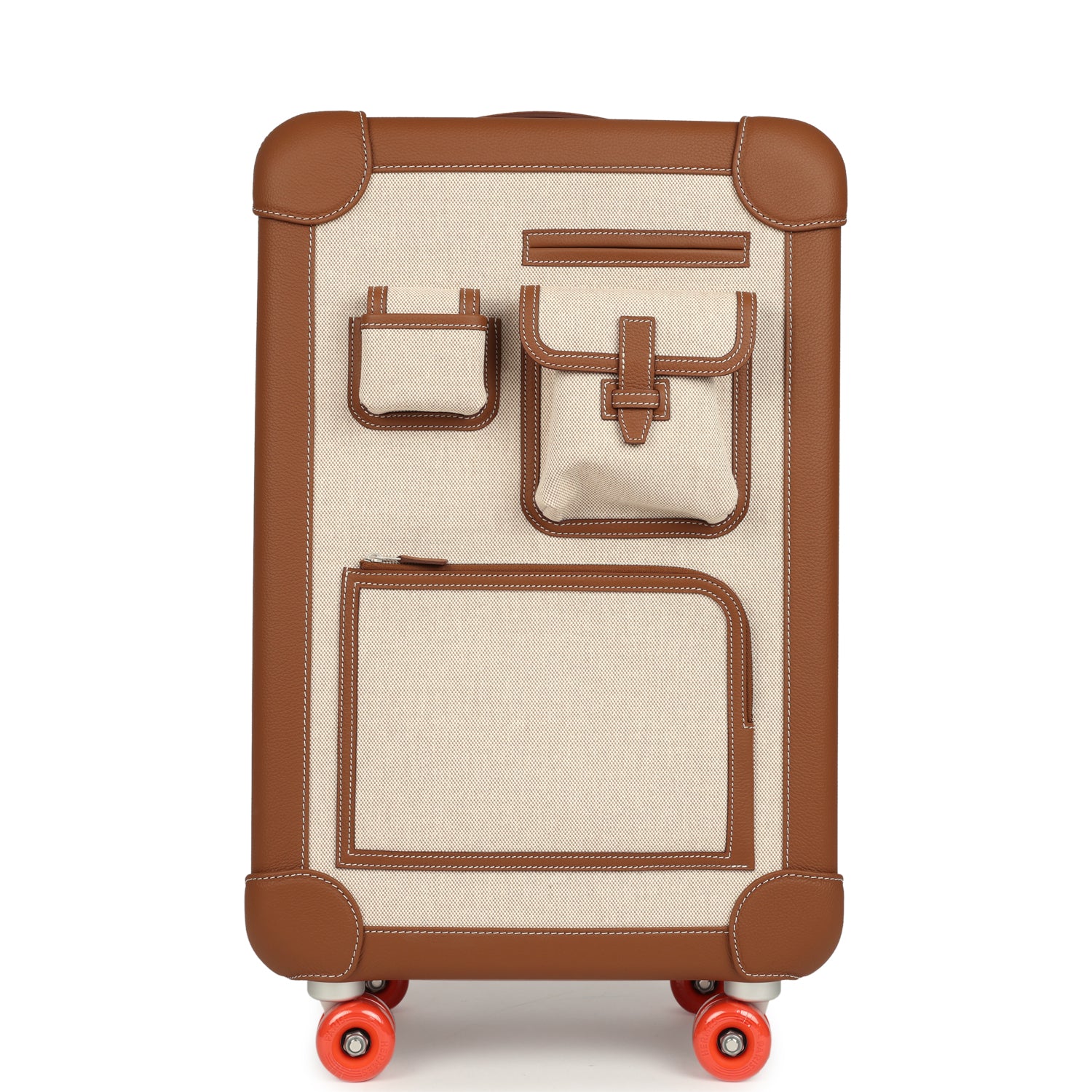Hermes R.M.S. Cabine Cargo Suitcase Ecru & Beige Toile H and Fauve Regate Palladium Hardware