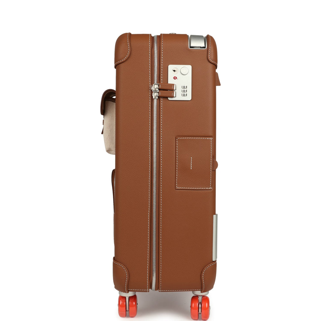 Hermes R.M.S. Cabine Cargo Suitcase Ecru & Beige Toile H and Fauve Regate Palladium Hardware