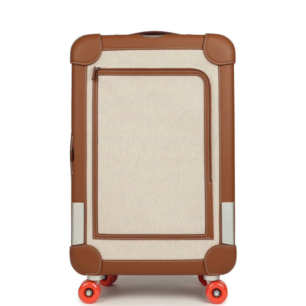 Hermes R.M.S. Cabine Cargo Suitcase Ecru & Beige Toile H and Fauve Regate Palladium Hardware