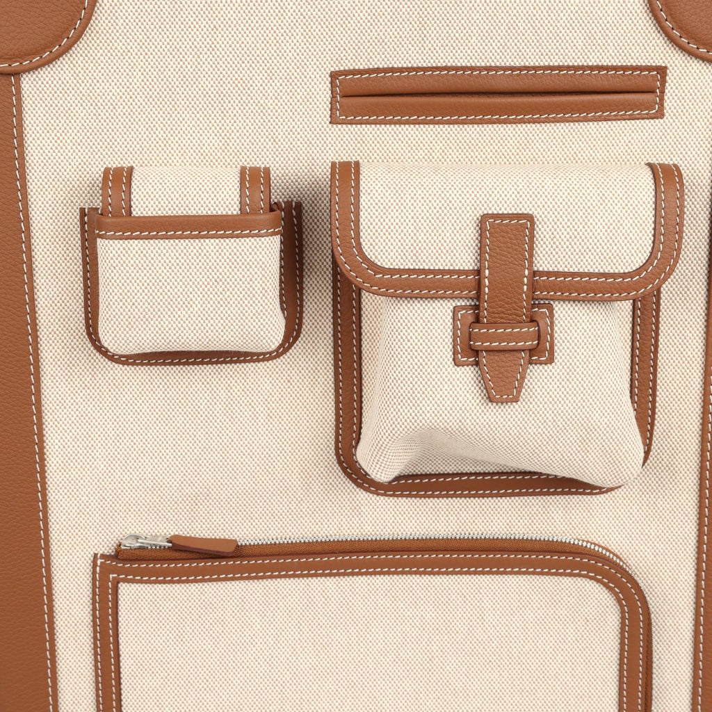 Hermes R.M.S. Cabine Cargo Suitcase Ecru & Beige Toile H and Fauve Regate Palladium Hardware
