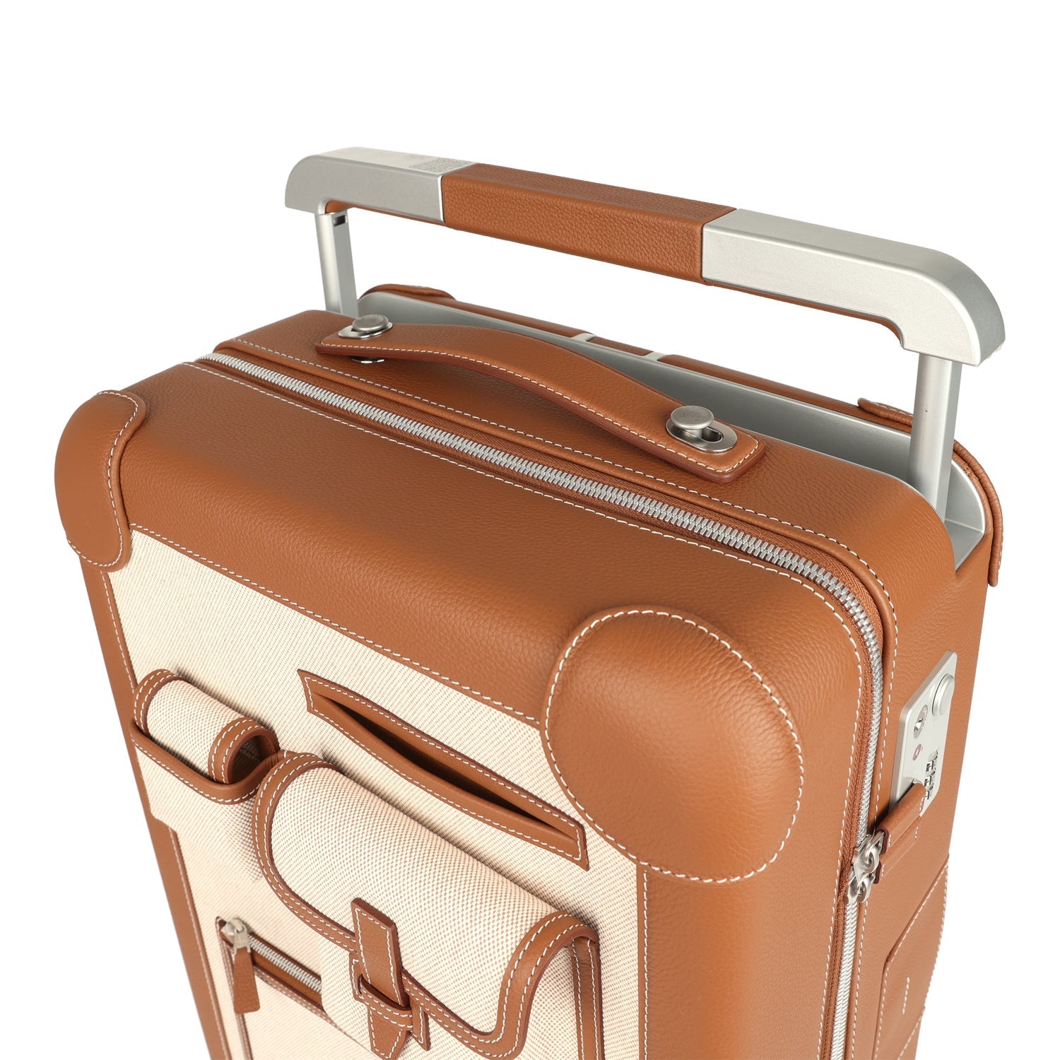 Hermes R.M.S. Cabine Cargo Suitcase Ecru & Beige Toile H and Fauve Regate Palladium Hardware