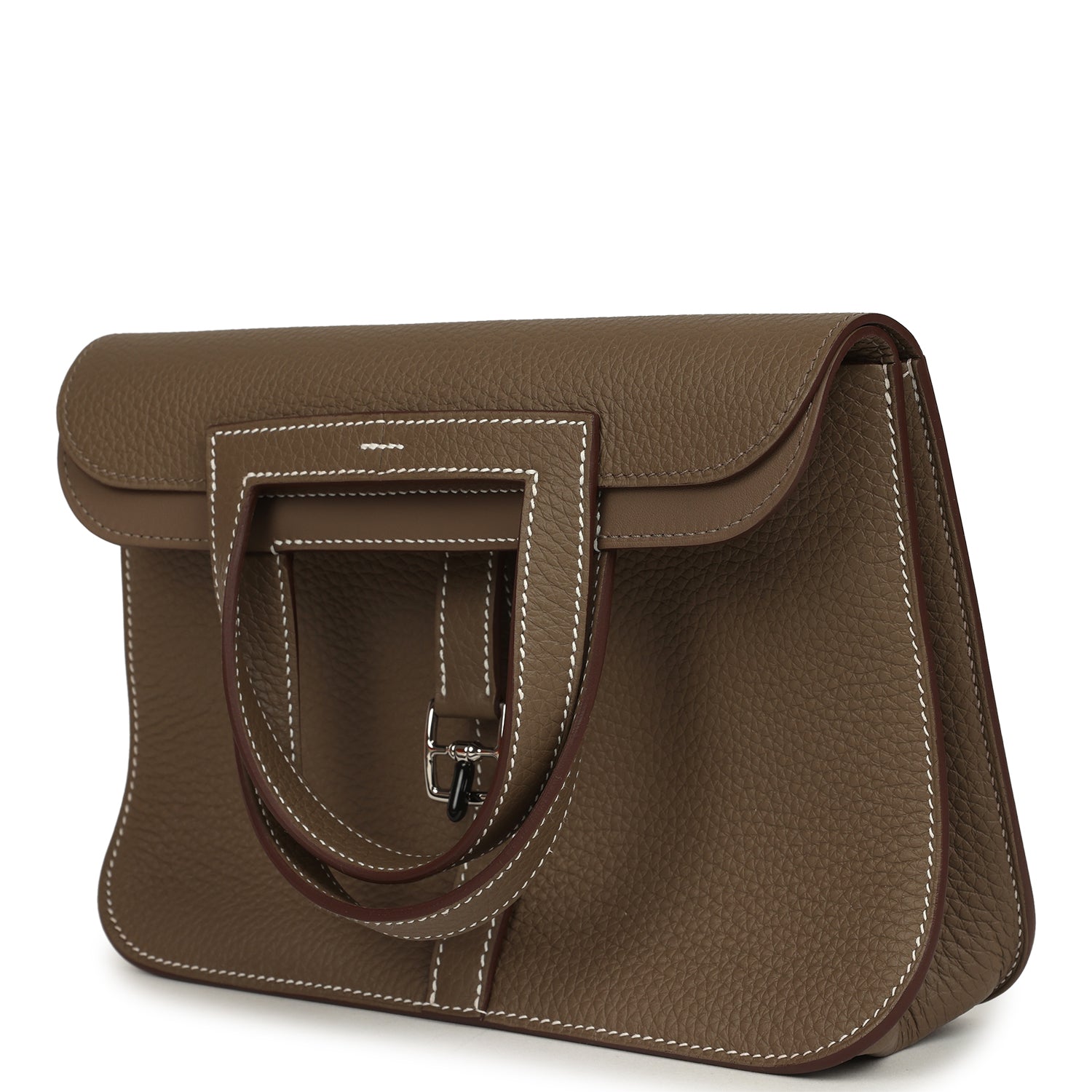 Hermes Halzan 25 Etoupe Clemence Palladium Hardware