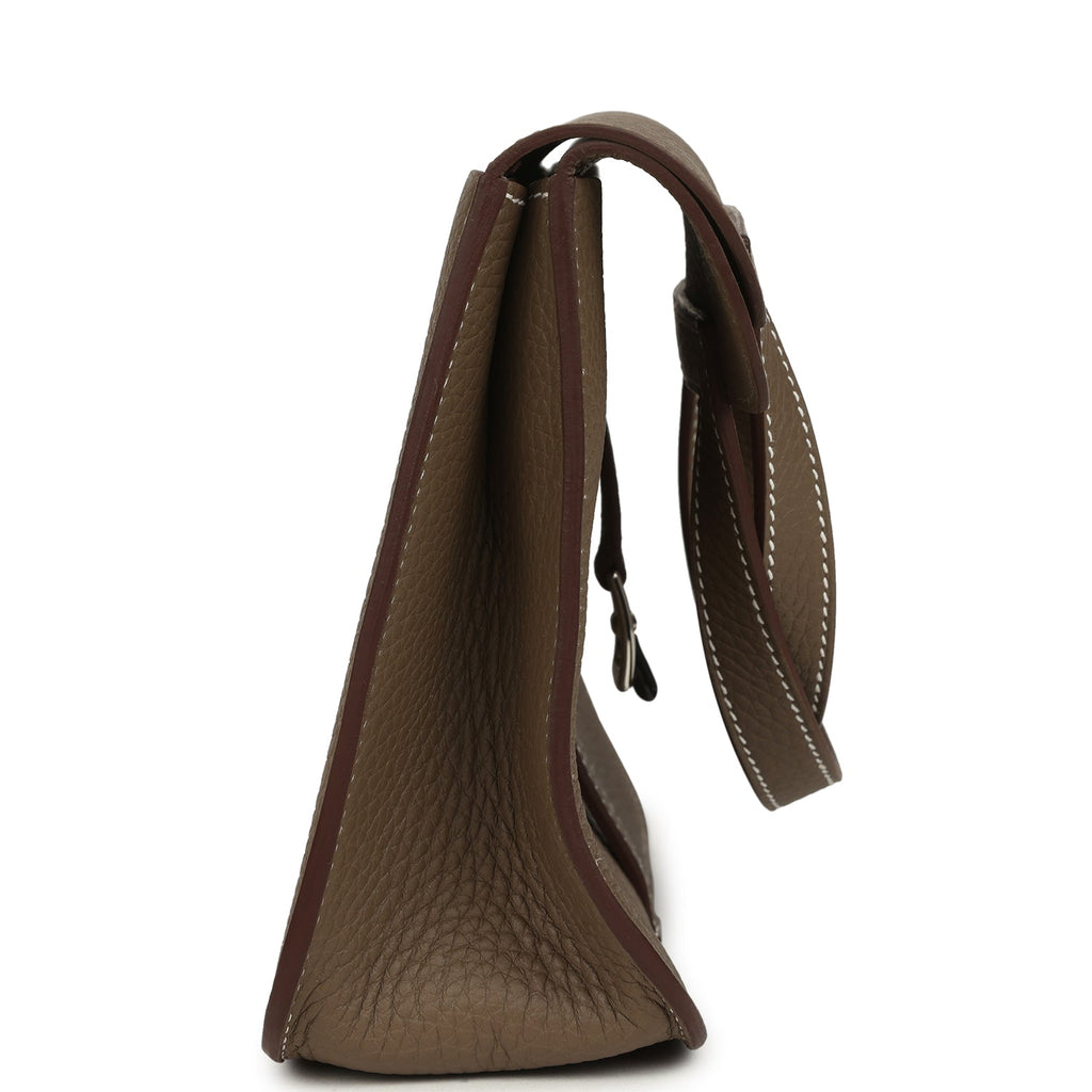 Hermes Halzan 25 Etoupe Clemence Palladium Hardware