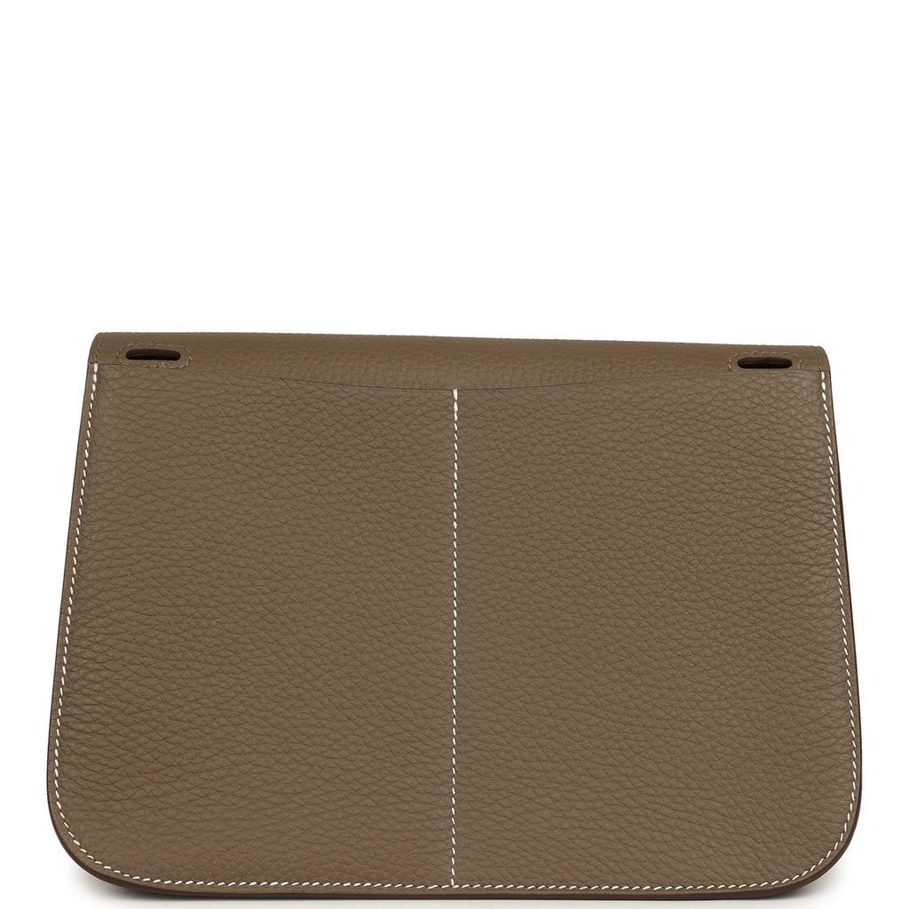 Hermes Halzan 25 Etoupe Clemence Palladium Hardware