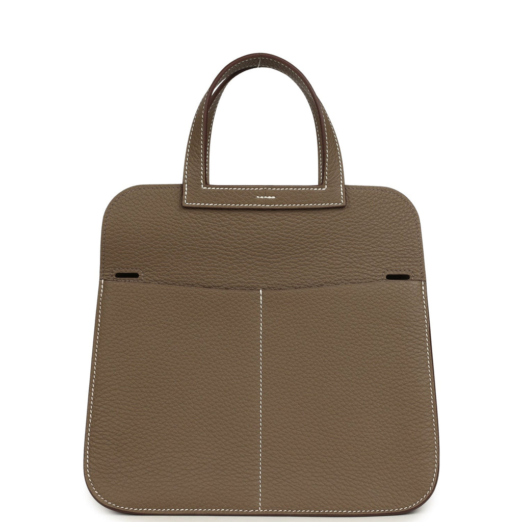 Hermes Halzan 25 Etoupe Clemence Palladium Hardware