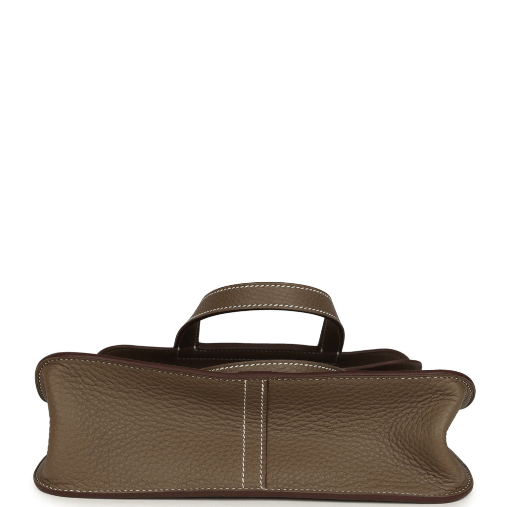 Hermes Halzan 25 Etoupe Clemence Palladium Hardware