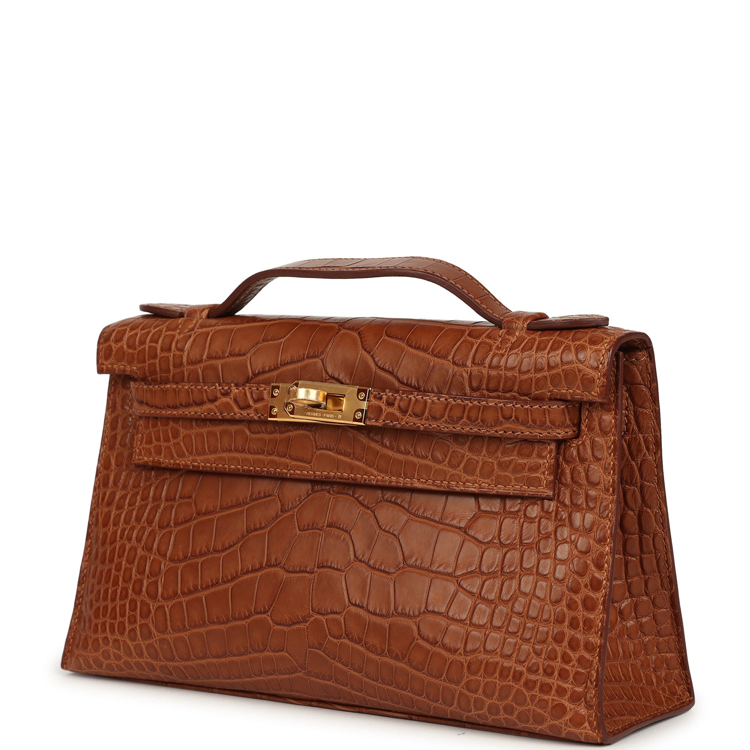 Hermes Kelly Pochette Gold Matte Alligator Gold Hardware