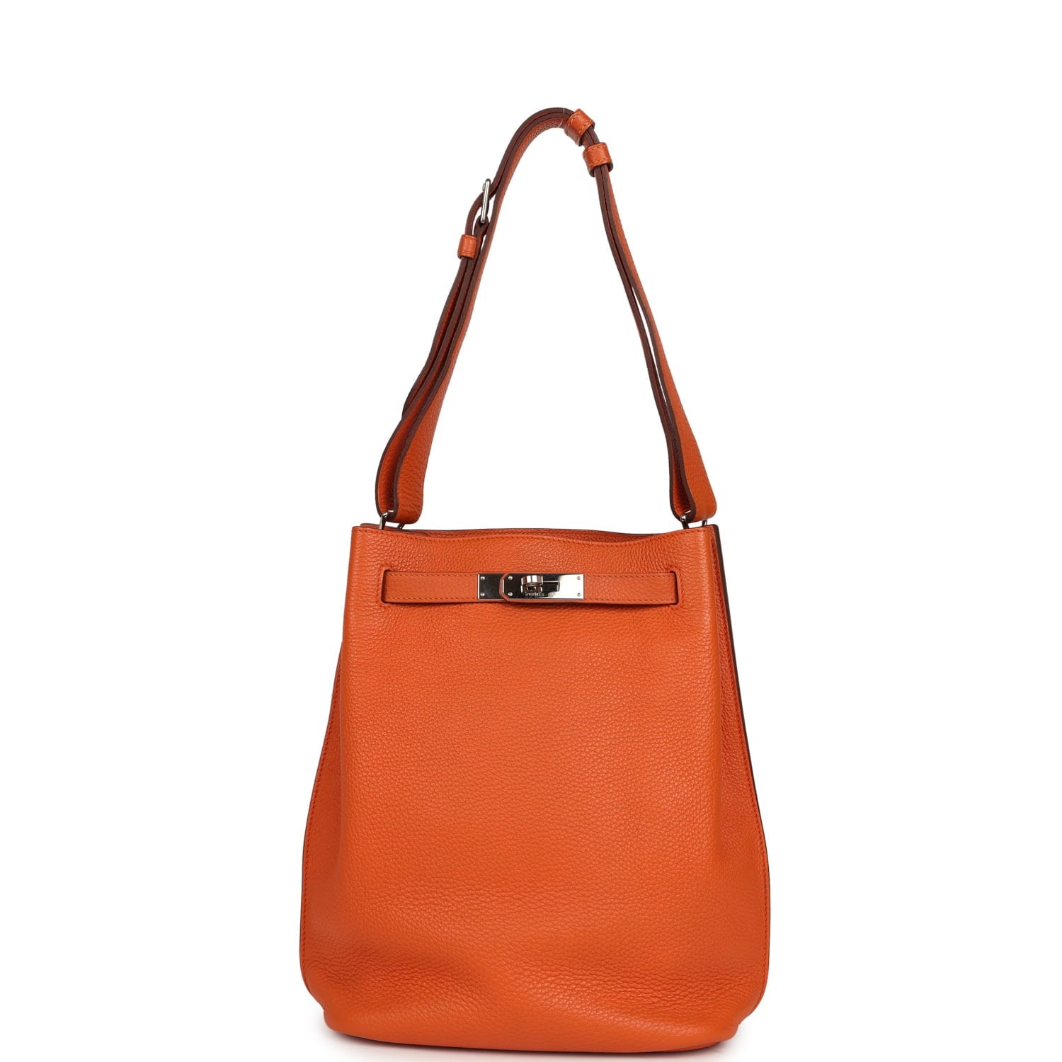Pre-owned Hermes So Kelly 22 Orange Togo Palladium Hardware