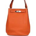 Pre-owned Hermes So Kelly 22 Orange Togo Palladium Hardware