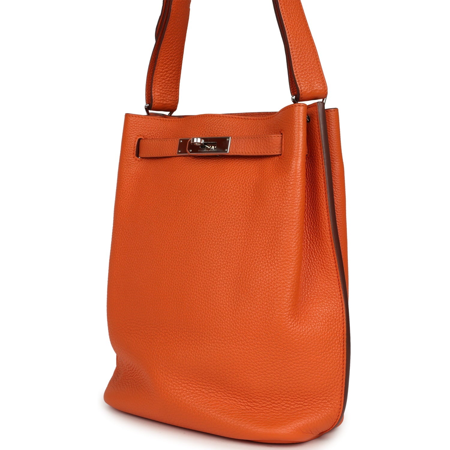 Pre-owned Hermes So Kelly 22 Orange Togo Palladium Hardware