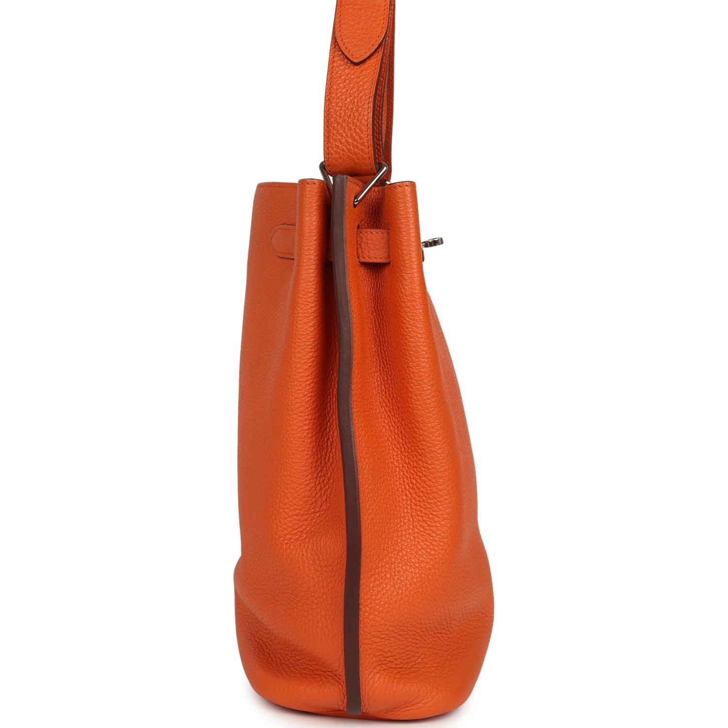Pre-owned Hermes So Kelly 22 Orange Togo Palladium Hardware