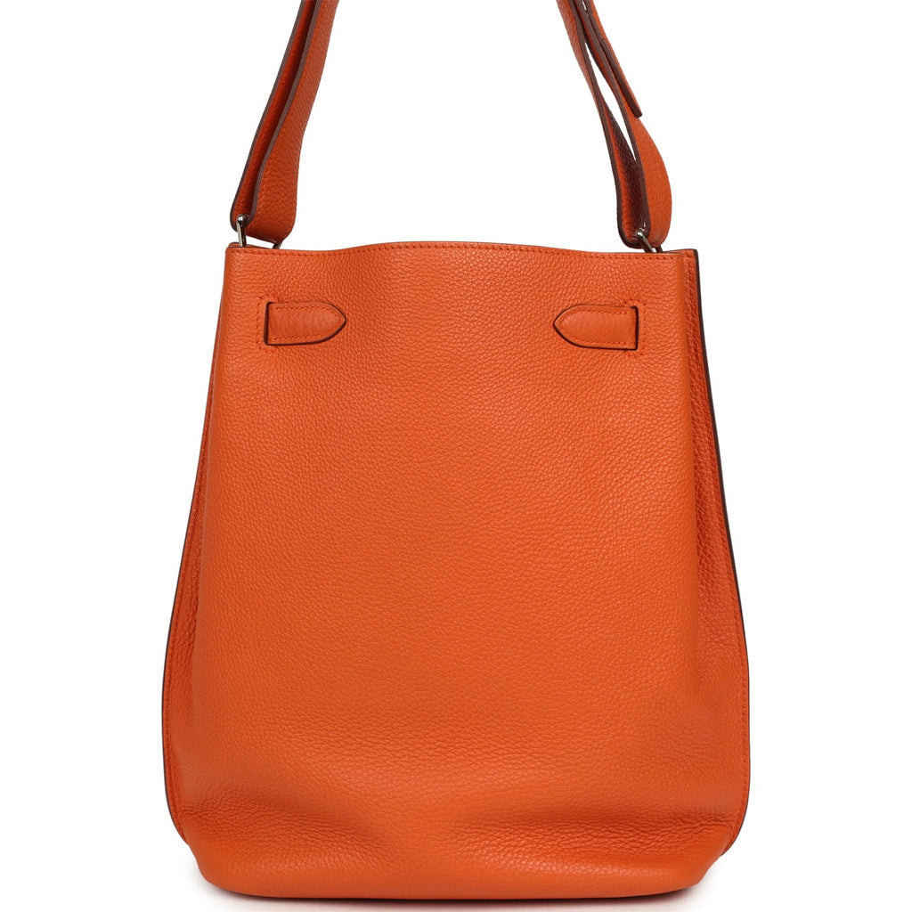 Pre-owned Hermes So Kelly 22 Orange Togo Palladium Hardware