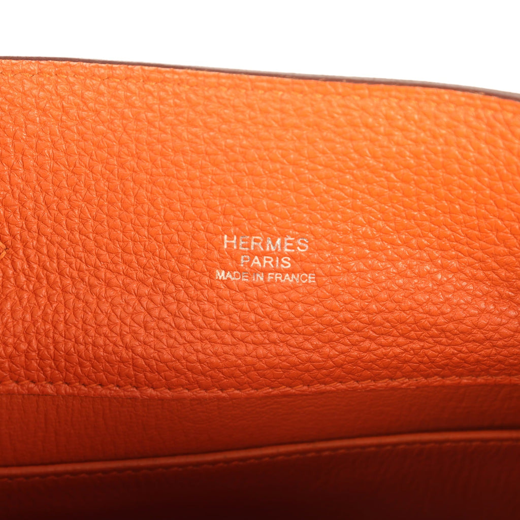 Pre-owned Hermes So Kelly 22 Orange Togo Palladium Hardware