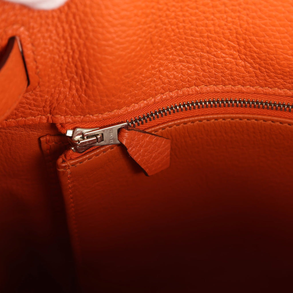 Pre-owned Hermes So Kelly 22 Orange Togo Palladium Hardware