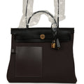 Hermes Herbag Zip Pocket PM 31 Ebene Militaire Canvas and Black Vache Hunter Gold Hardware