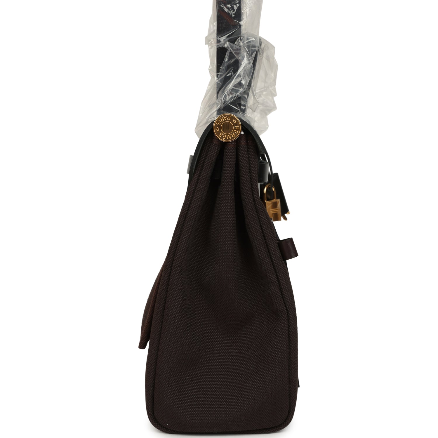 Hermes Herbag Zip Pocket PM 31 Ebene Militaire Canvas and Black Vache Hunter Gold Hardware