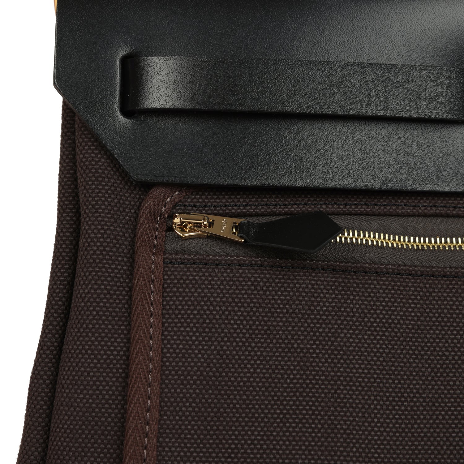 Hermes Herbag Zip Pocket PM 31 Ebene Militaire Canvas and Black Vache Hunter Gold Hardware