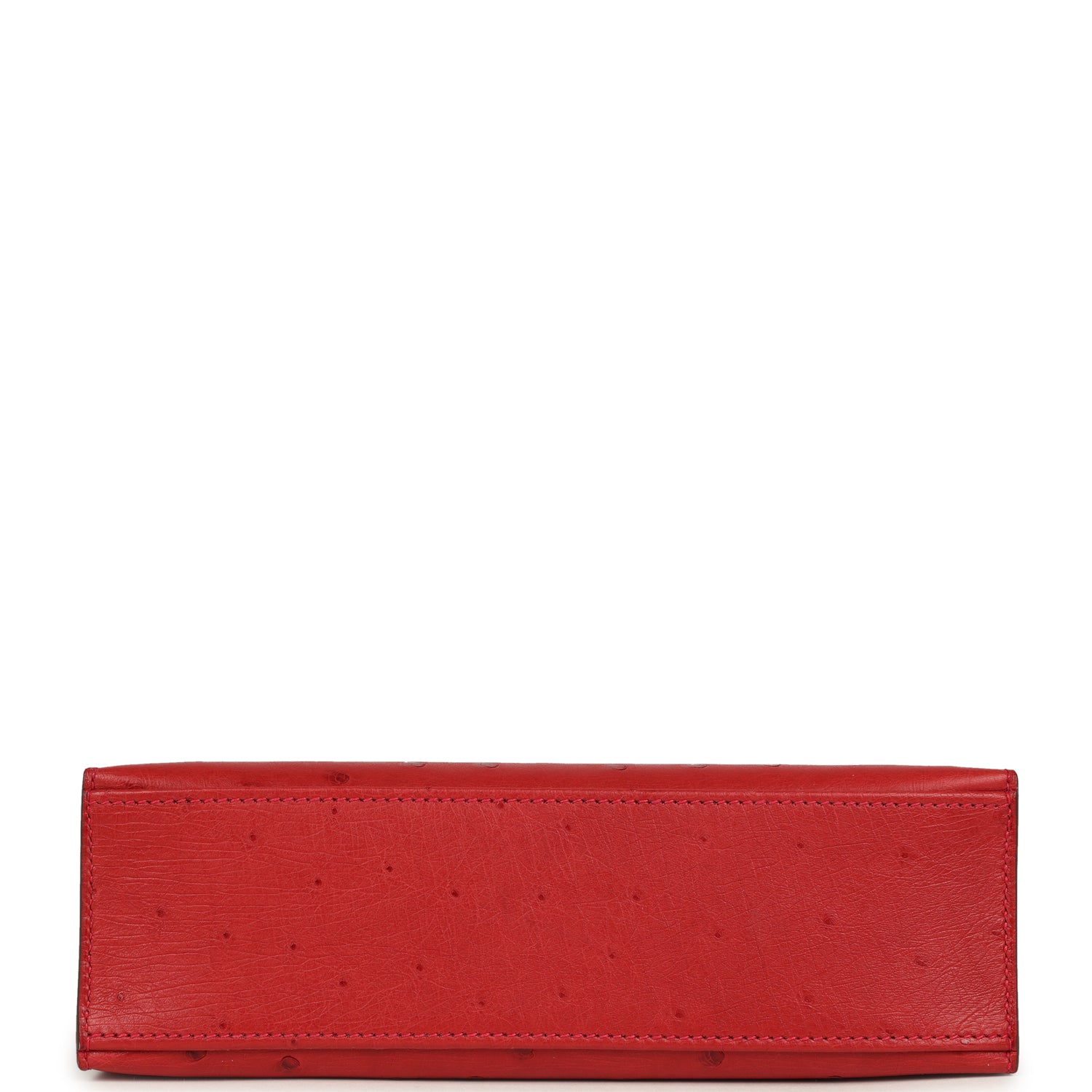 Hermes Kelly Pochette Rouge Vif Ostrich Palladium Hardware
