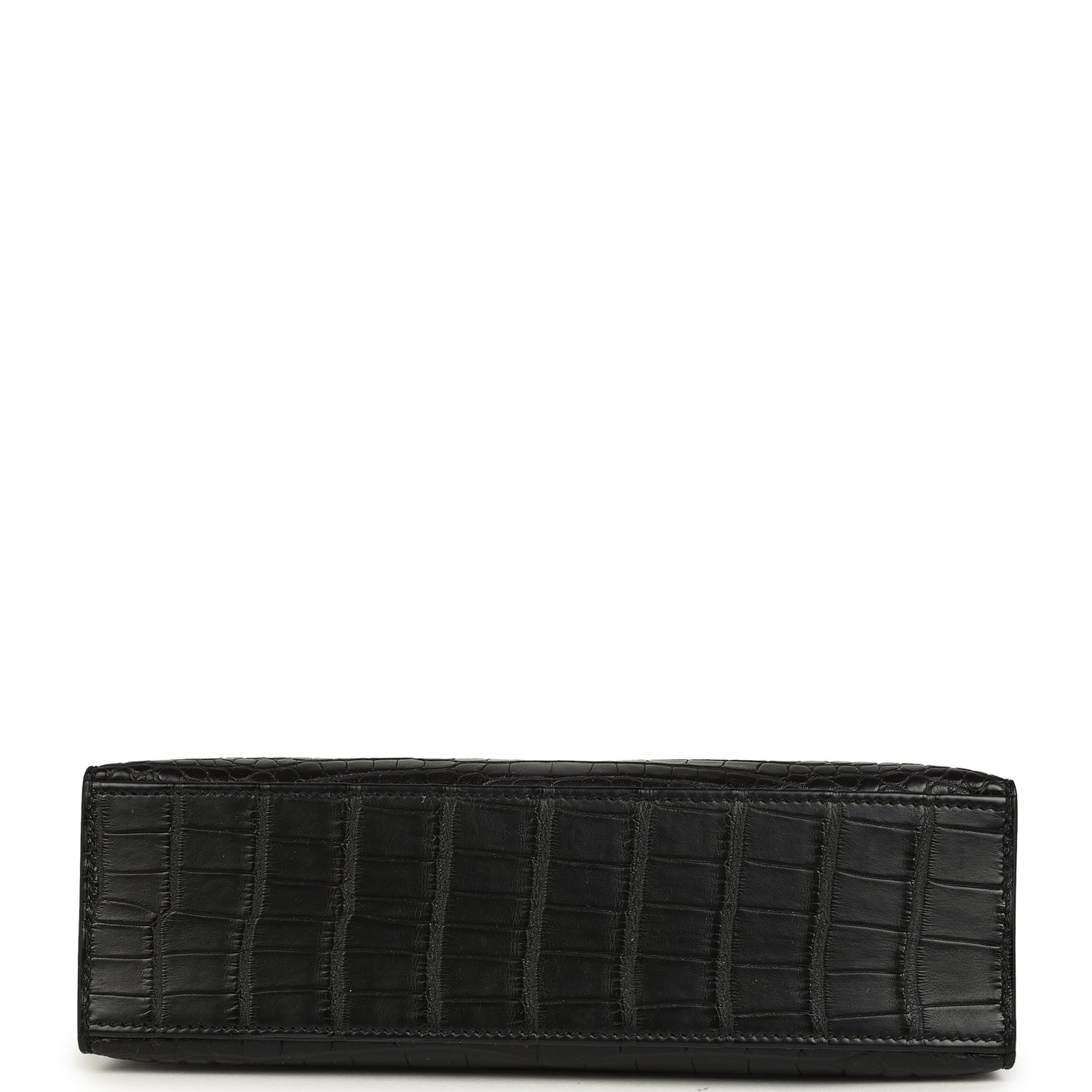 Hermes Kelly Pochette Black Matte Alligator Palladium Hardware